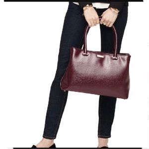 Kate Spade Bixby Place Elena Safiano Leather Burgundy Merlot Maroon Satchel NWT